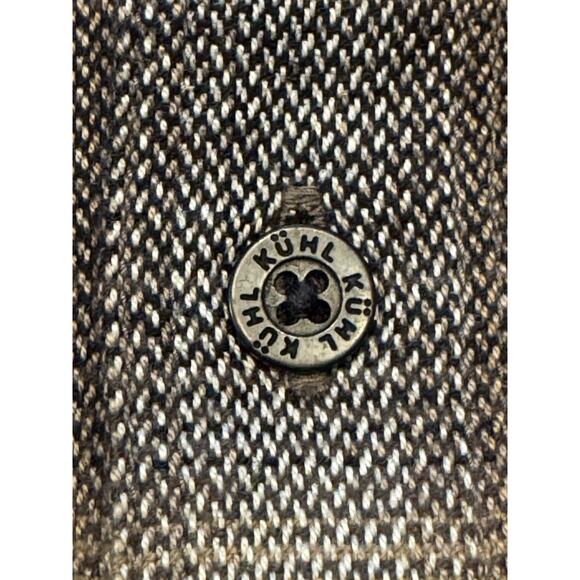 Large Kuhl Button Up Long Sleeve Brown Plaid Shirt Winter Flannel - Picture 6 of 11